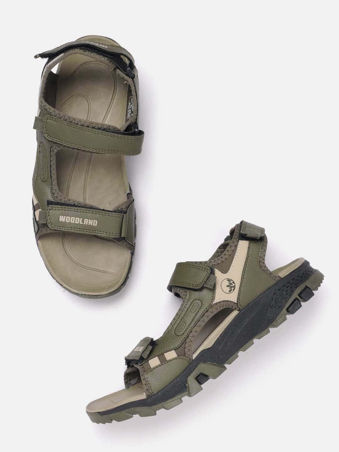 

Woodland Men Leather Comfort Sandals, Olive