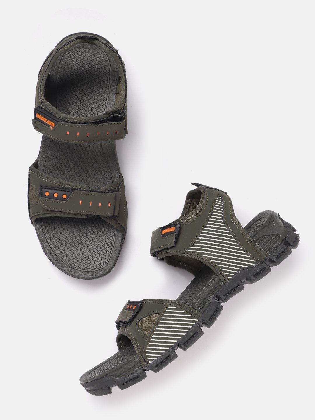 

Woodland Men Leather Comfort Sandals, Olive
