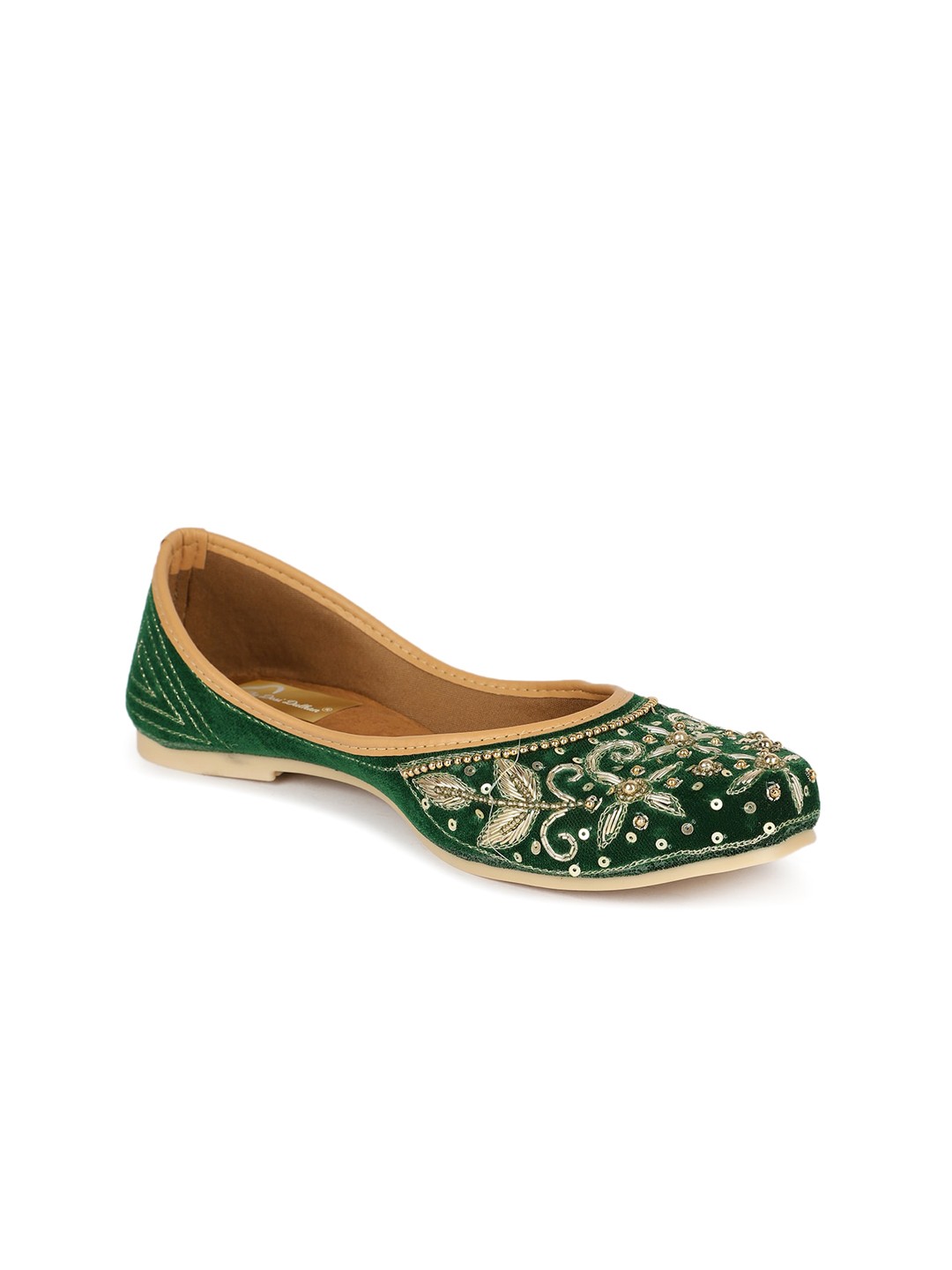 

The Desi Dulhan Ethnic Embellished Mojaris, Green