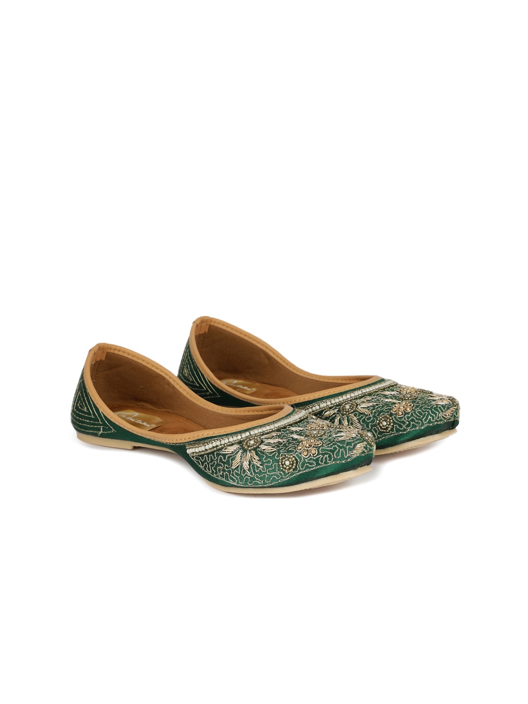 

The Desi Dulhan Ethnic Embellished Mojaris, Green