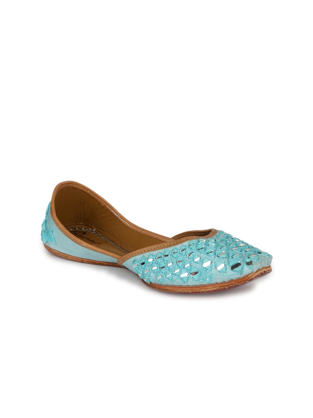 

The Desi Dulhan Mirror Work Embroidered Ethnic Mojaris, Blue