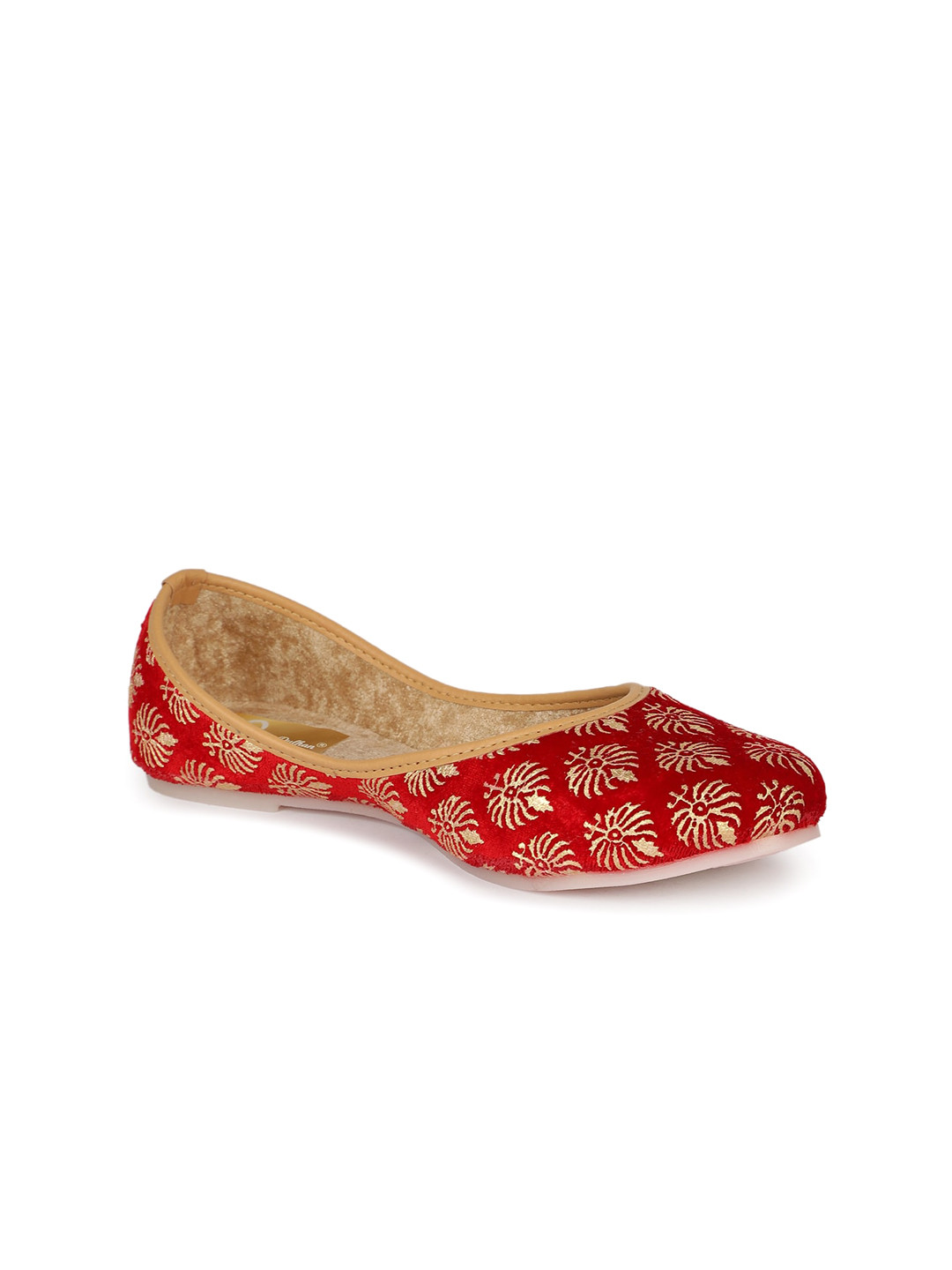 

The Desi Dulhan Printed Ethnic Mojaris, Red