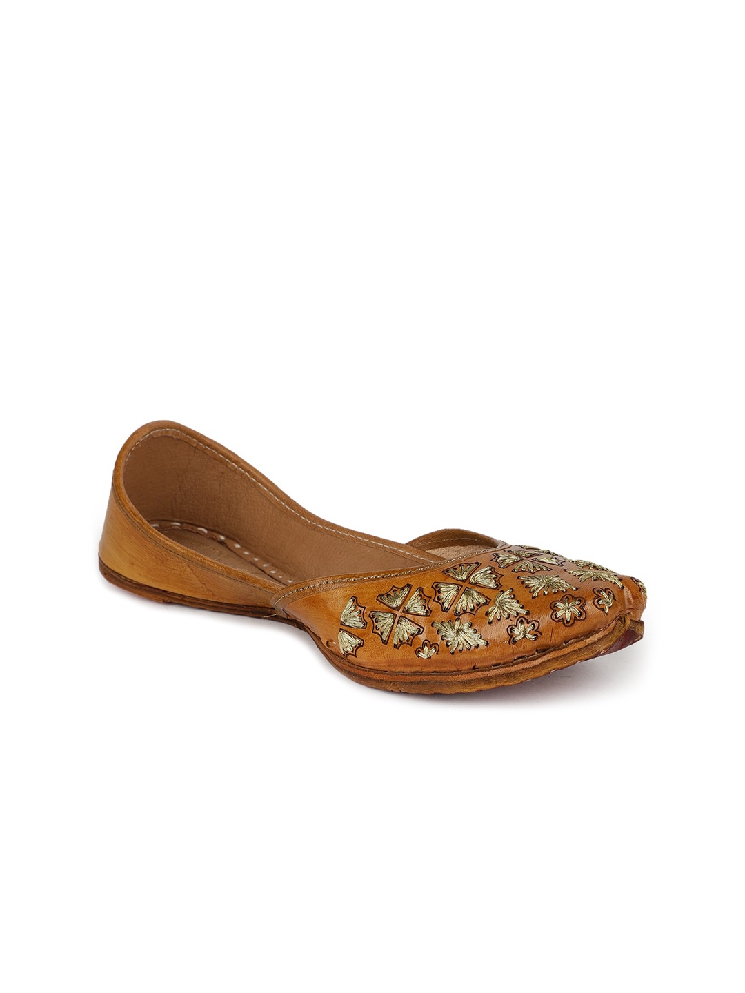 

The Desi Dulhan Embroidered Ethnic Mojaris, Tan