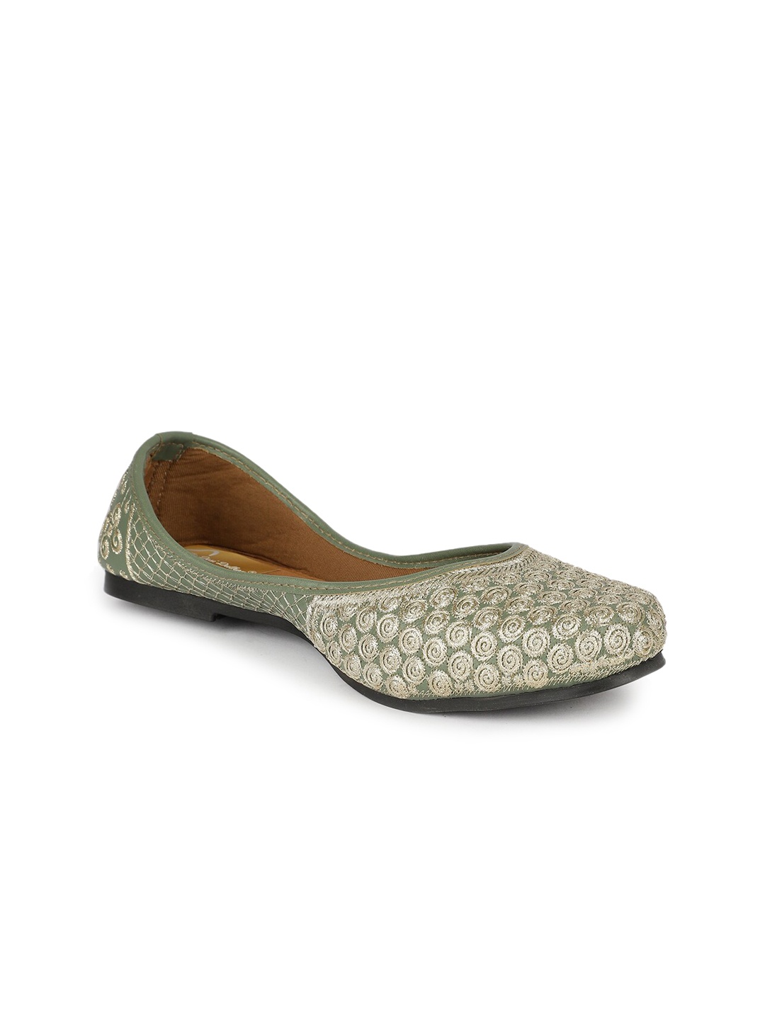 

The Desi Dulhan Embroidered Ethnic Mojaris, Green