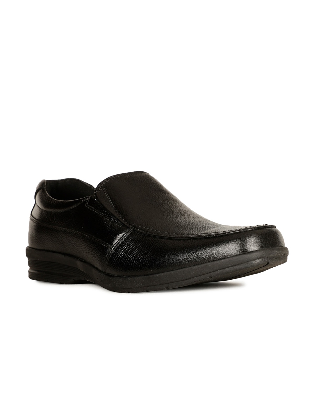 

Bata Men Textured Leather Formal Slip-On Shoes, Black