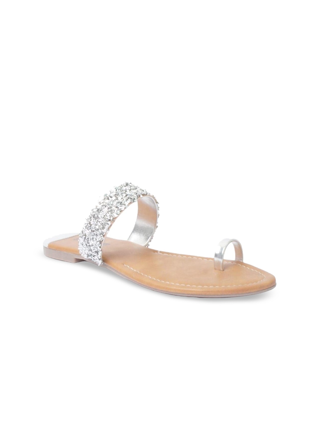 

SOLES Embellished One Toe Flats, Silver