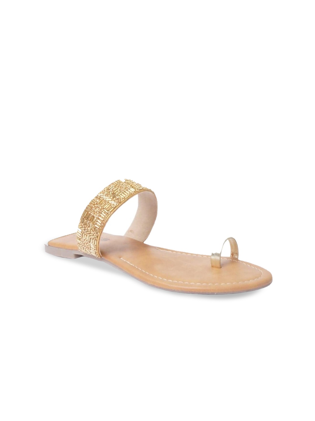 

SOLES Embellished One Toe Flats, Gold