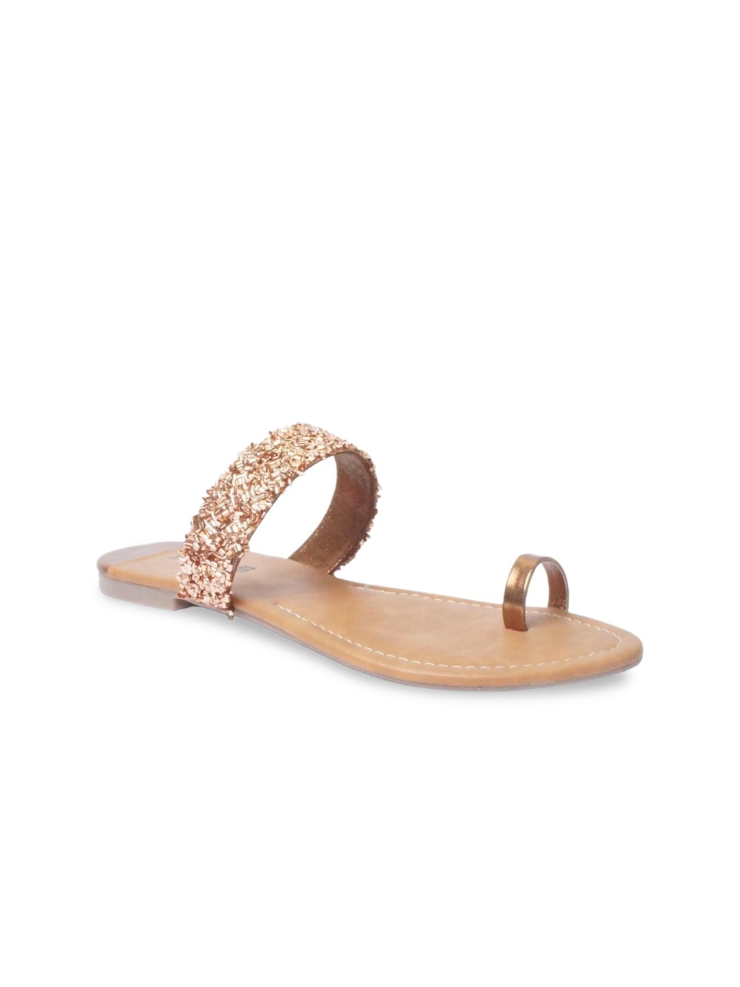 

SOLES Embellished One Toe Flats, Bronze