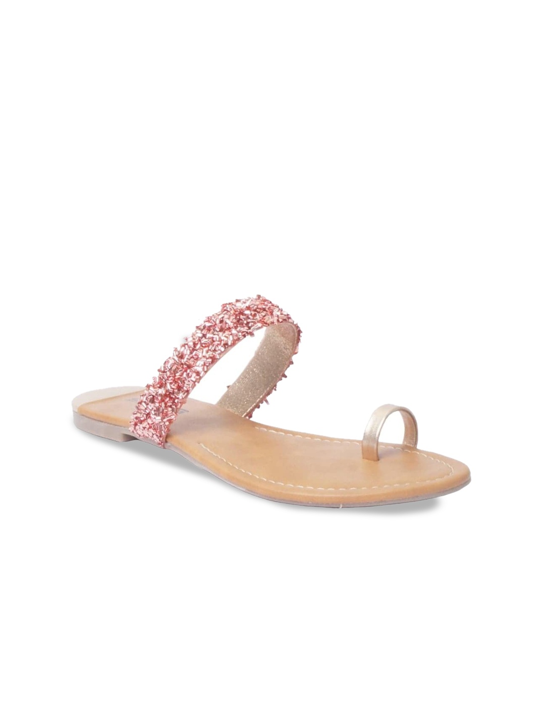 

SOLES Embellished One Toe Flats, Rose gold