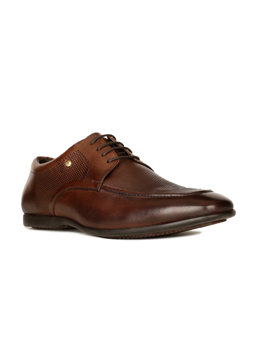 

Hush Puppies Men Textured Leather Derbys Formal Shoes, Brown