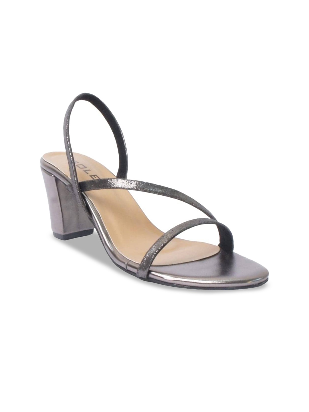 

SOLES Embellished Block Heels With Backstrap, Metallic