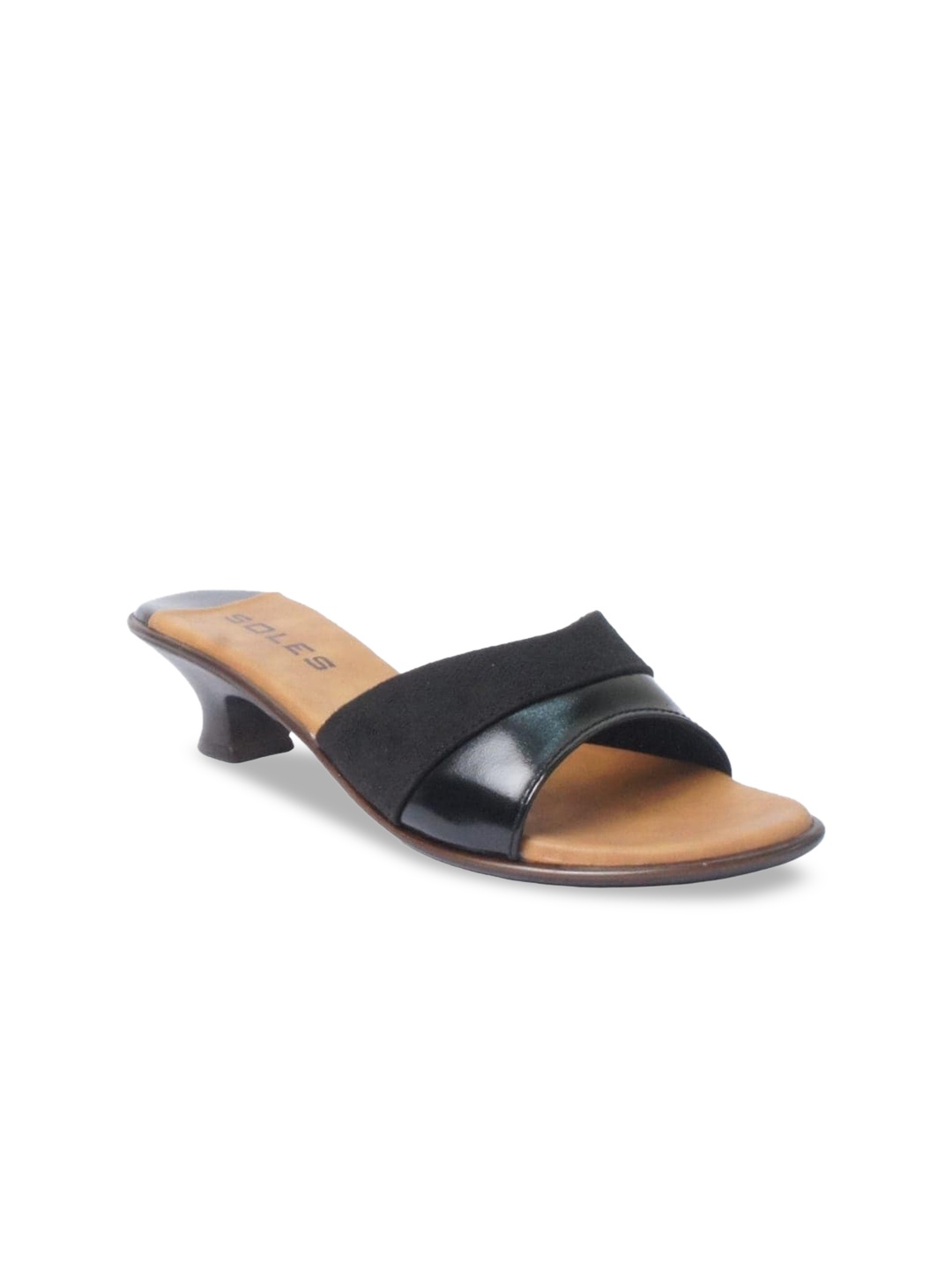 

SOLES Open Toe Kitten Heels, Black