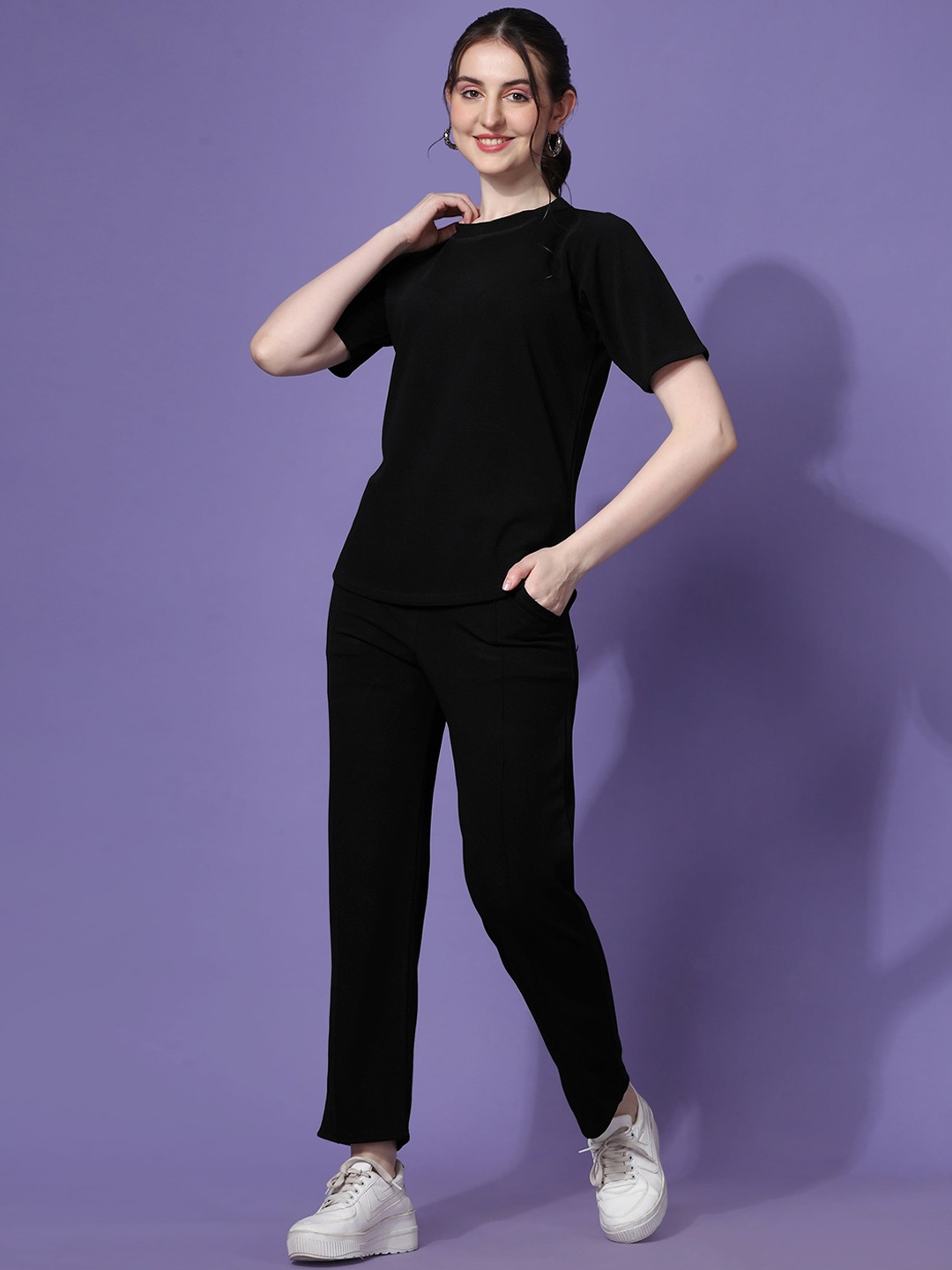 

SHEETAL Associates T-Shirt With Trousers Co-Ords, Black