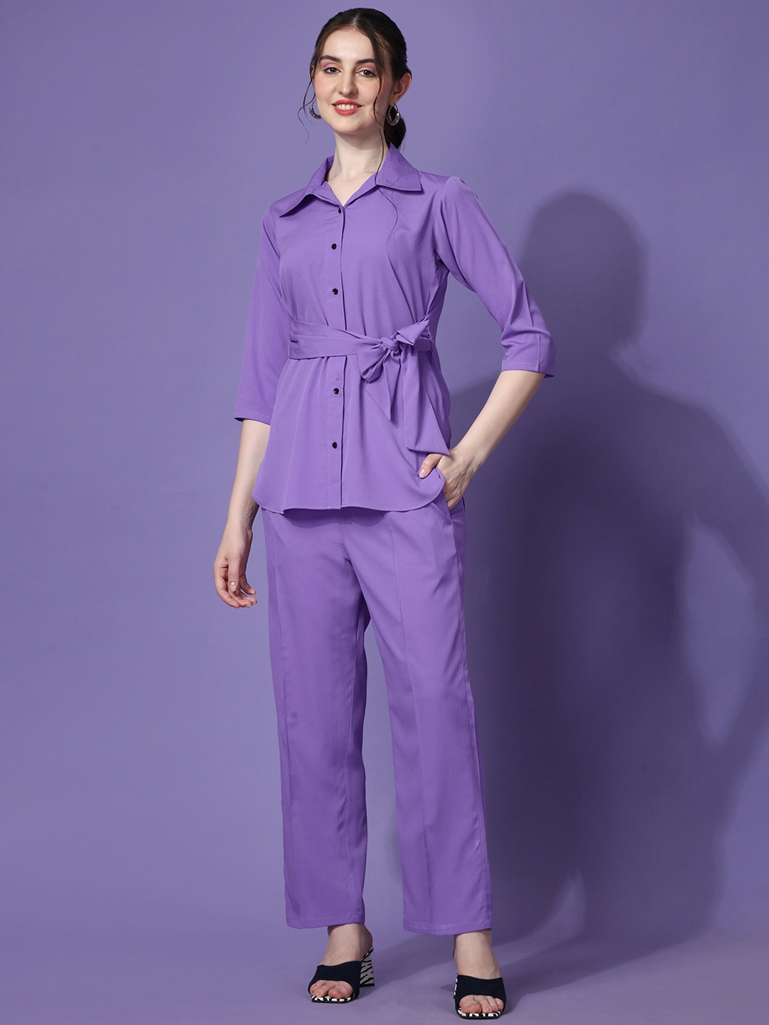 

SHEETAL Associates Shirt Collar Shirt With Trousers Co-Ords, Purple