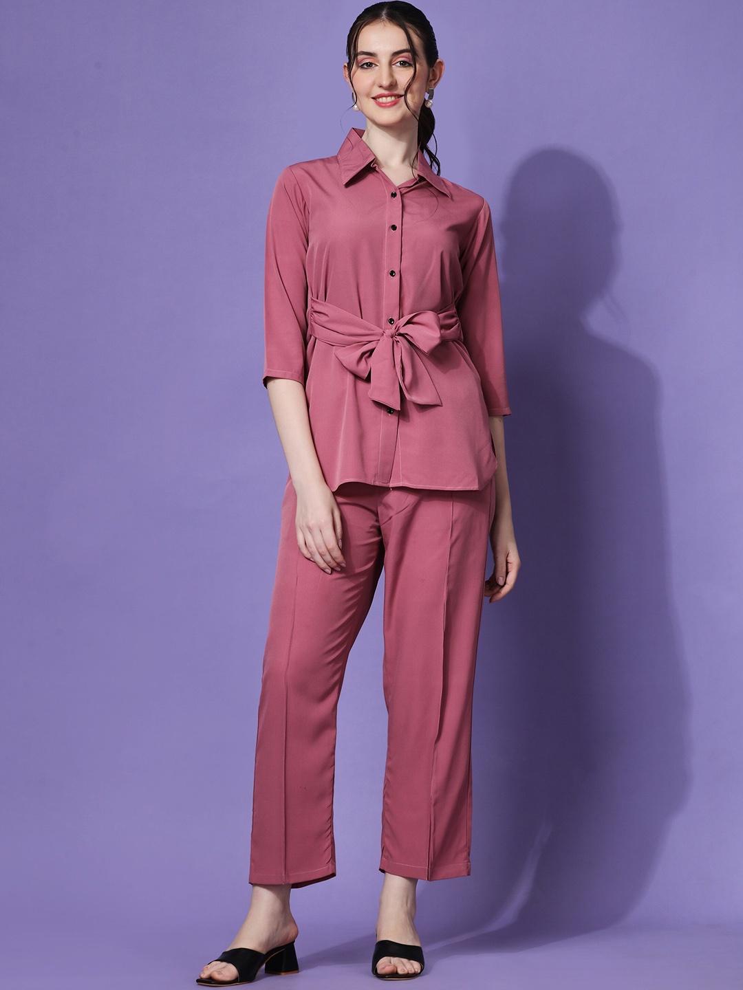 

SHEETAL Associates Shirt Collar Shirt With Trousers Co-Ords, Mauve