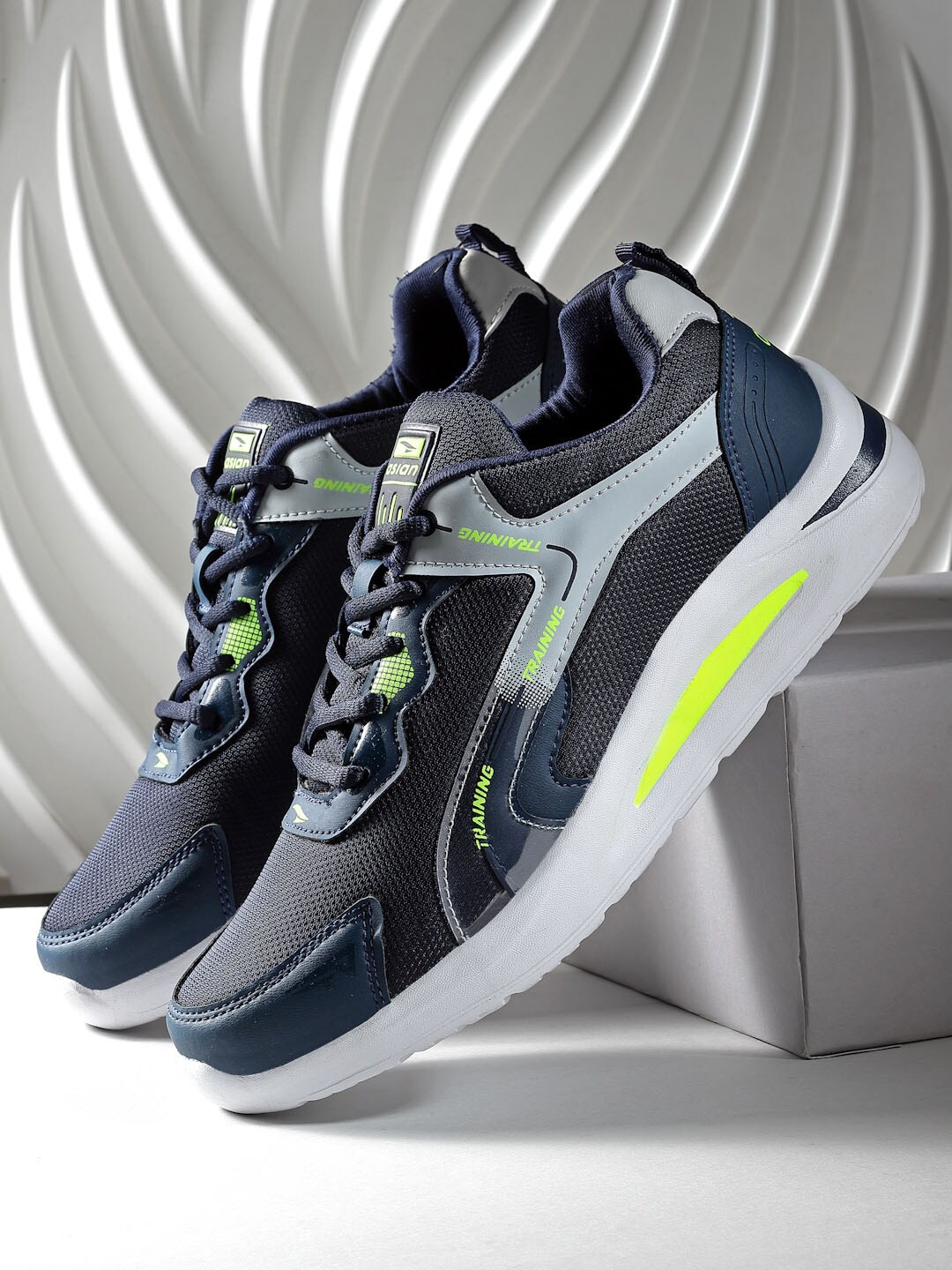 

ASIAN Men Mesh Running Non-Marking Shoes, Navy blue