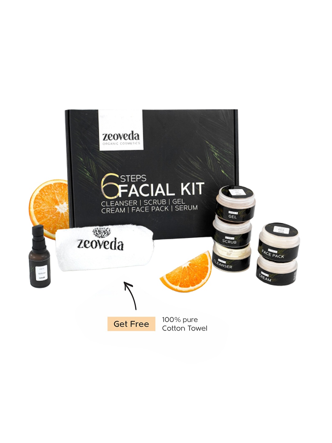 

Zeoveda 6 Steps Glam Up Vitamin A & C Facial Kit with Free Pure Cotton Towel, Black