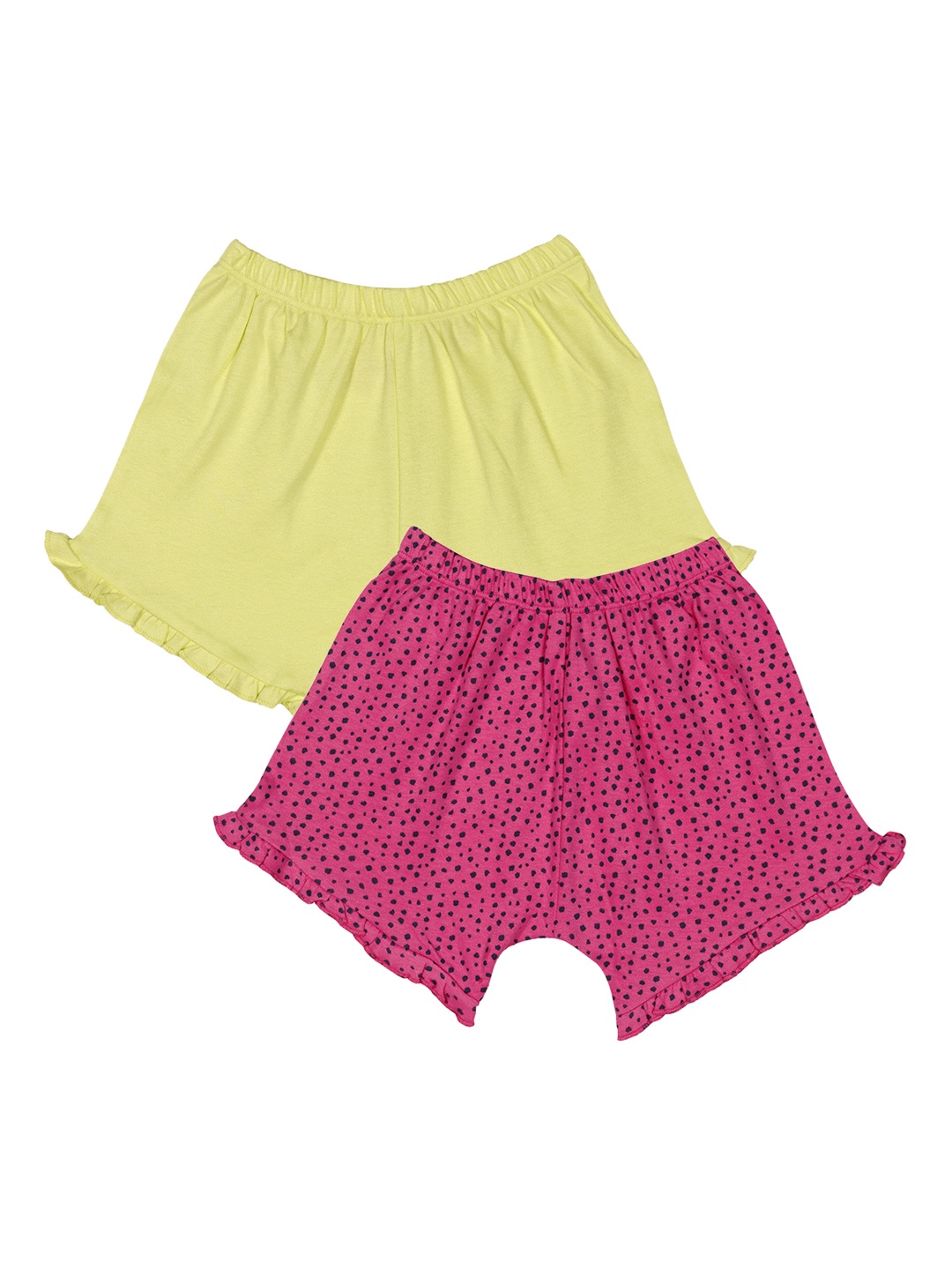 

mothercare Girls Pack of 2 Printed Cotton Shorts, Yellow