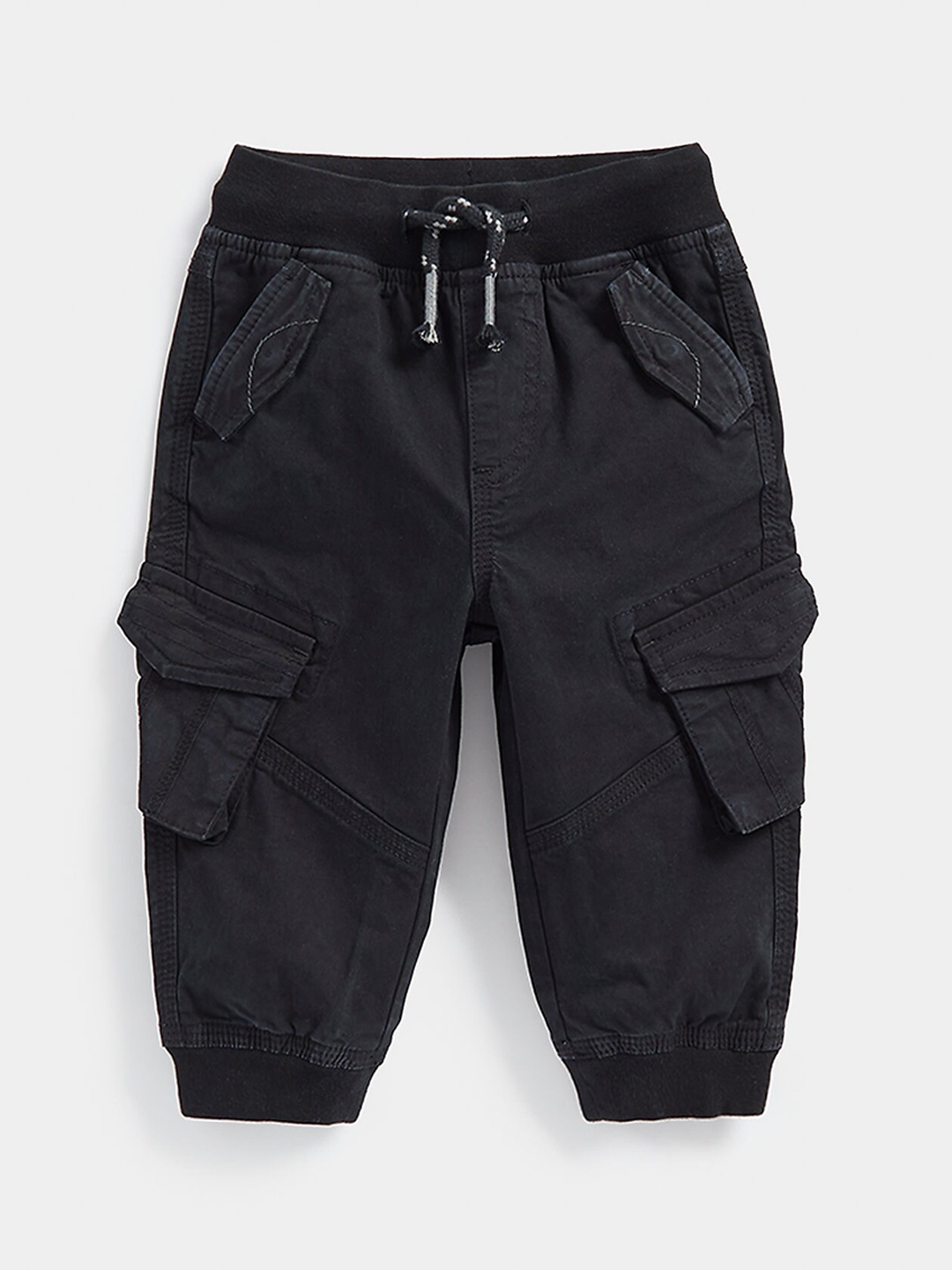 

mothercare Infant Kids Mid Rise Cotton Joggers, Black