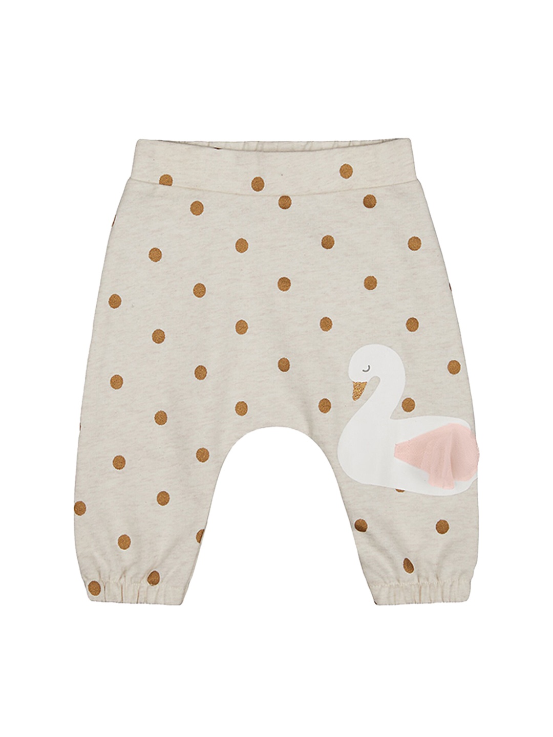 

mothercare Infant Girls Polka Dots Printed Cotton Joggers, Grey