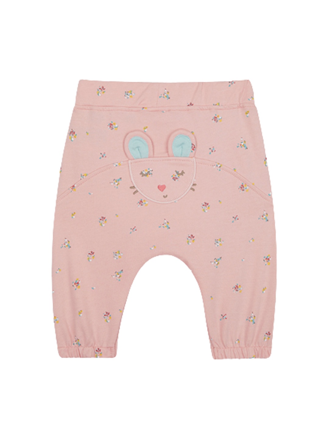 

mothercare Infants Kids Mid Rise Floral Printed Cotton Joggers, Pink