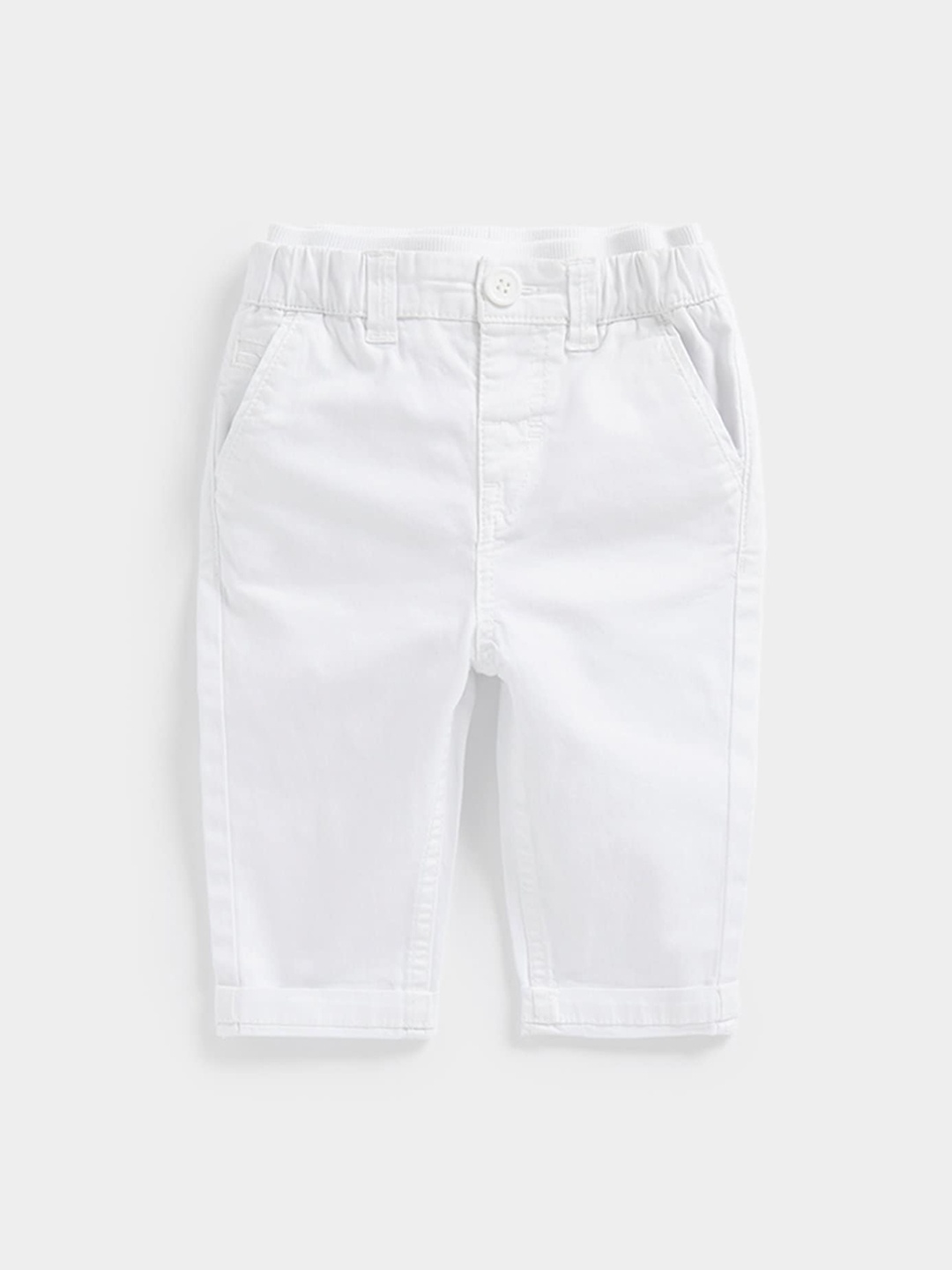 

mothercare Infant Kids Mid-Rise Pure Cotton Trousers, White