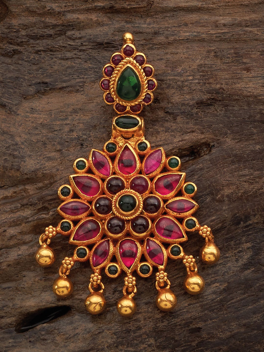 

Kushal's Fashion Jewellery 92.5 Pure Silver Gold-Plated Stone-StuddedPendant