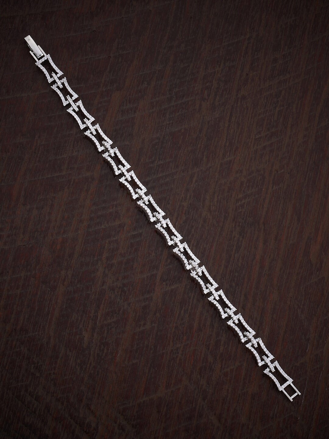 

Kushal's Fashion Jewellery Women Rhodium-Plated Cubic Zirconia Wraparound Bracelet, Silver