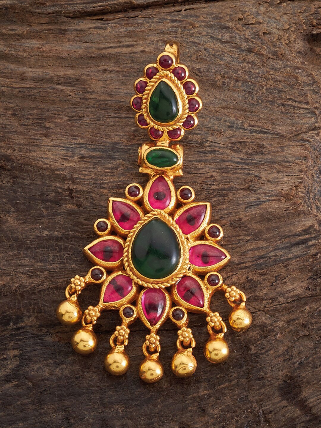 

Kushal's Fashion Jewellery 92.5 Pure Silver Gold-Plated Stone-Studded Pendant