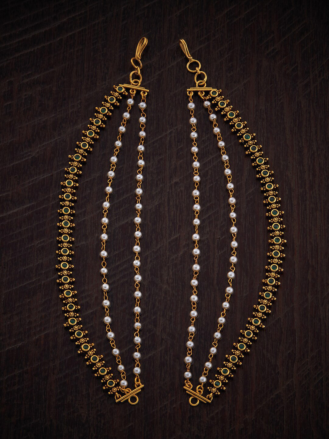 

Kushal's Fashion Jewellery Set of 2 Beaded Hair Accessory Set, Gold