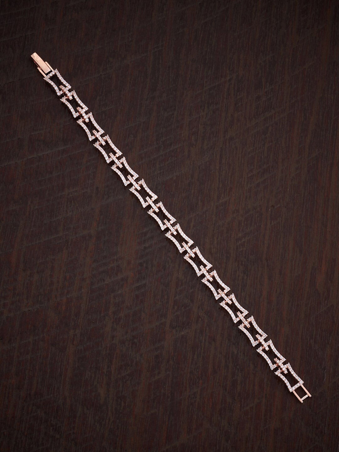 

Kushal's Fashion Jewellery Rose Gold-Plated Cubic Zirconia Studded Link Bracelet