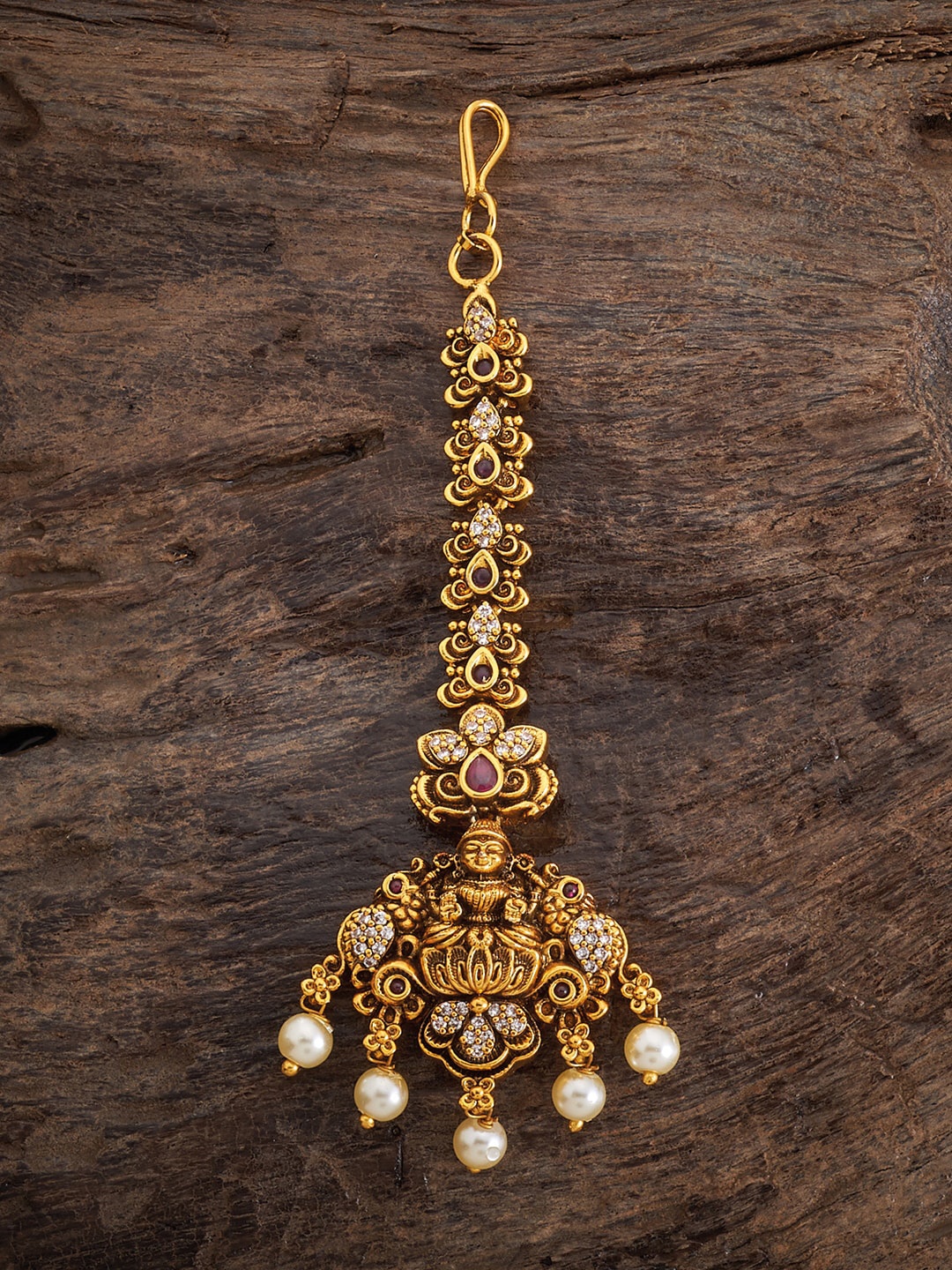 

Kushal's Fashion Jewellery Rose Gold-Plated Stone-Studded & Beaded Maangtikka