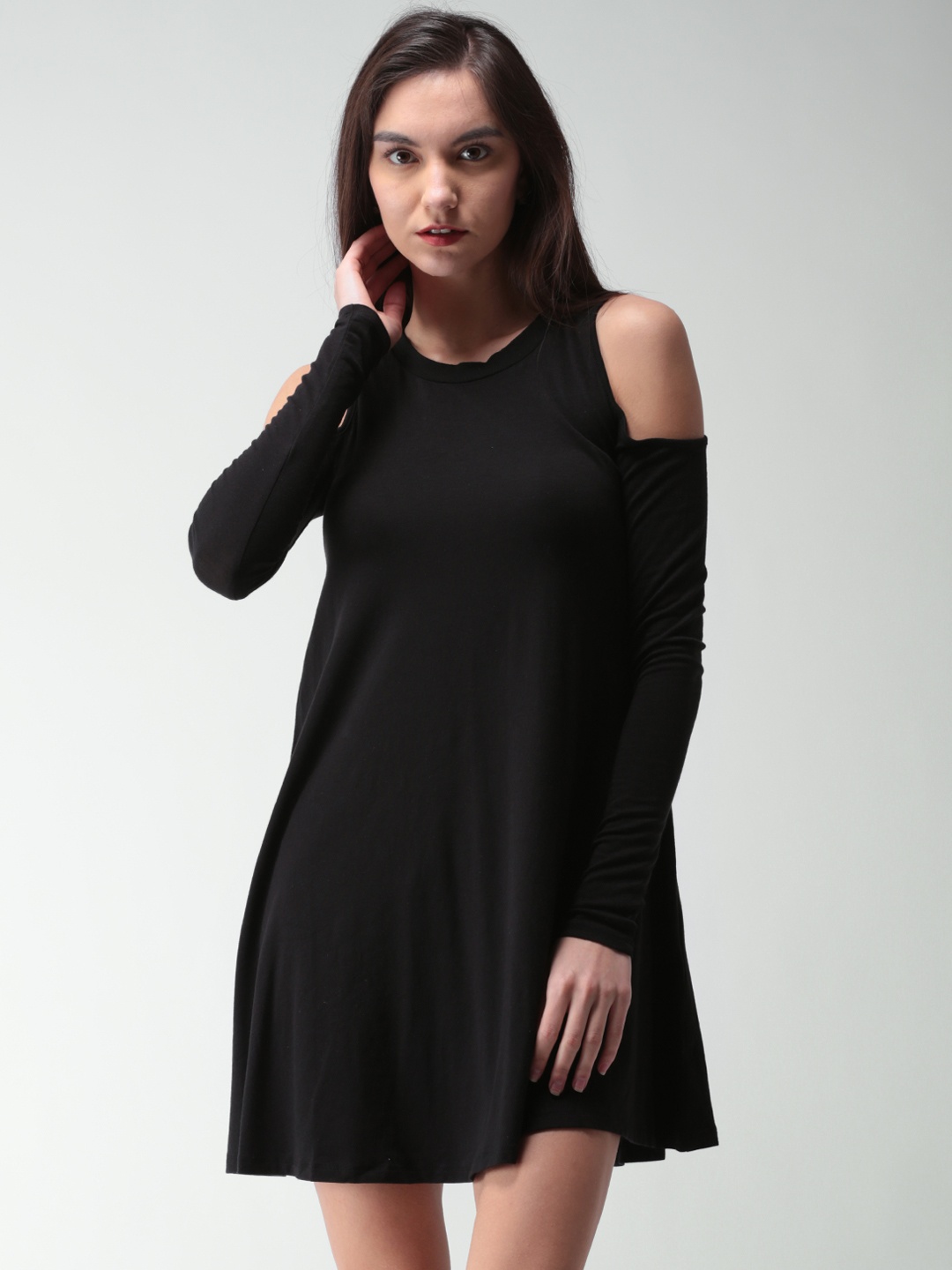 

FOREVER 21 Women Black Solid A-Line Dress