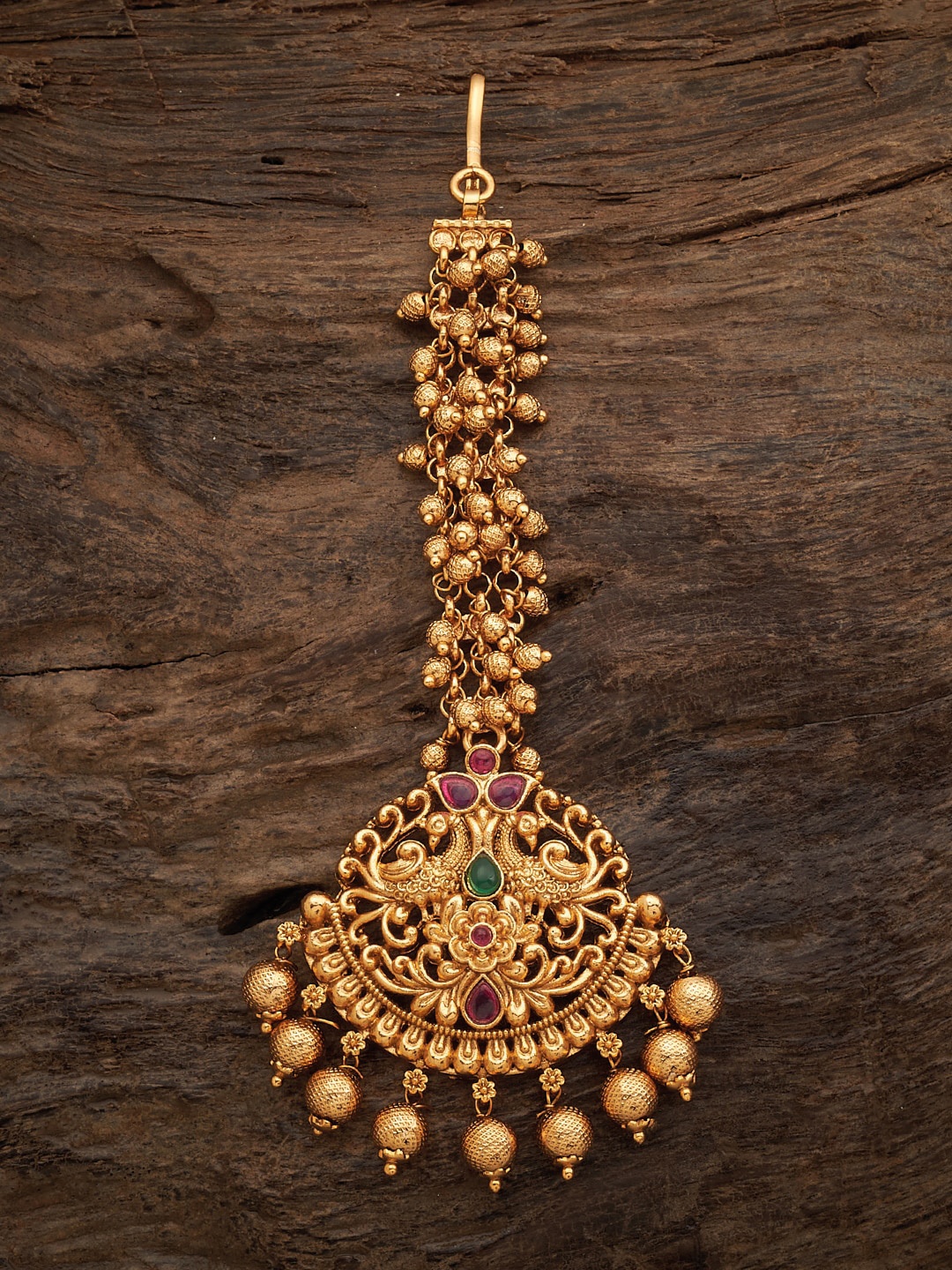 

Kushal's Fashion Jewellery Rose Gold-Plated Stone-Studded & Beaded Maangtikka