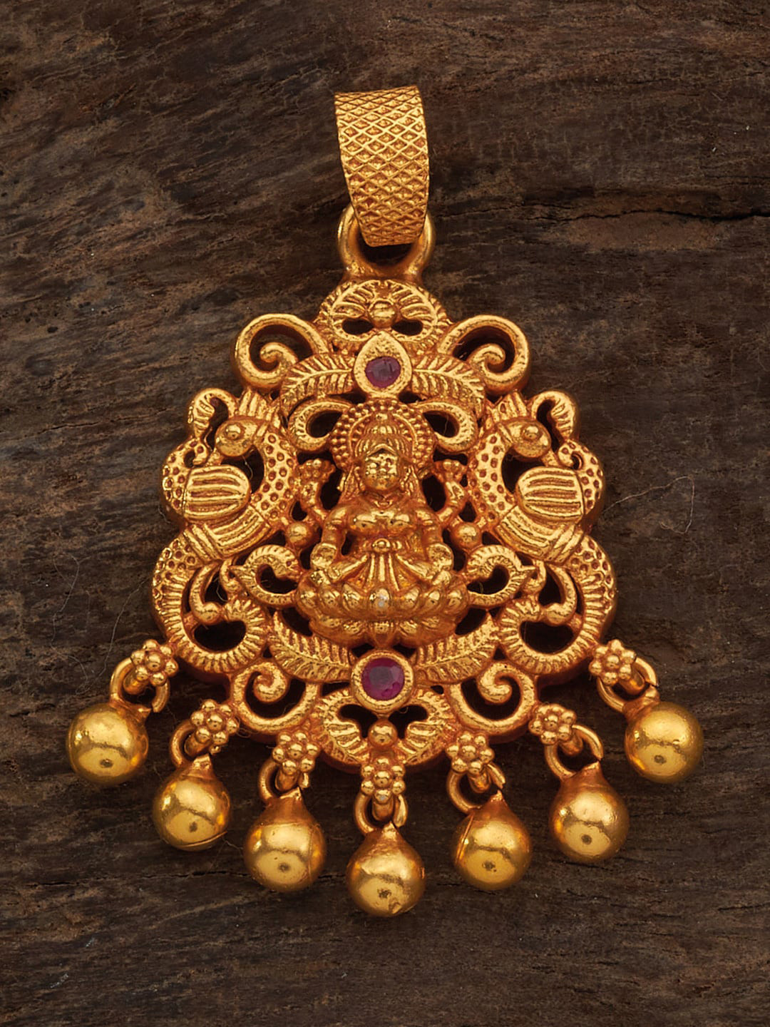

Kushal's Fashion Jewellery 92.5 Pure Silver Gold-Plated Stone-Studded Pendant