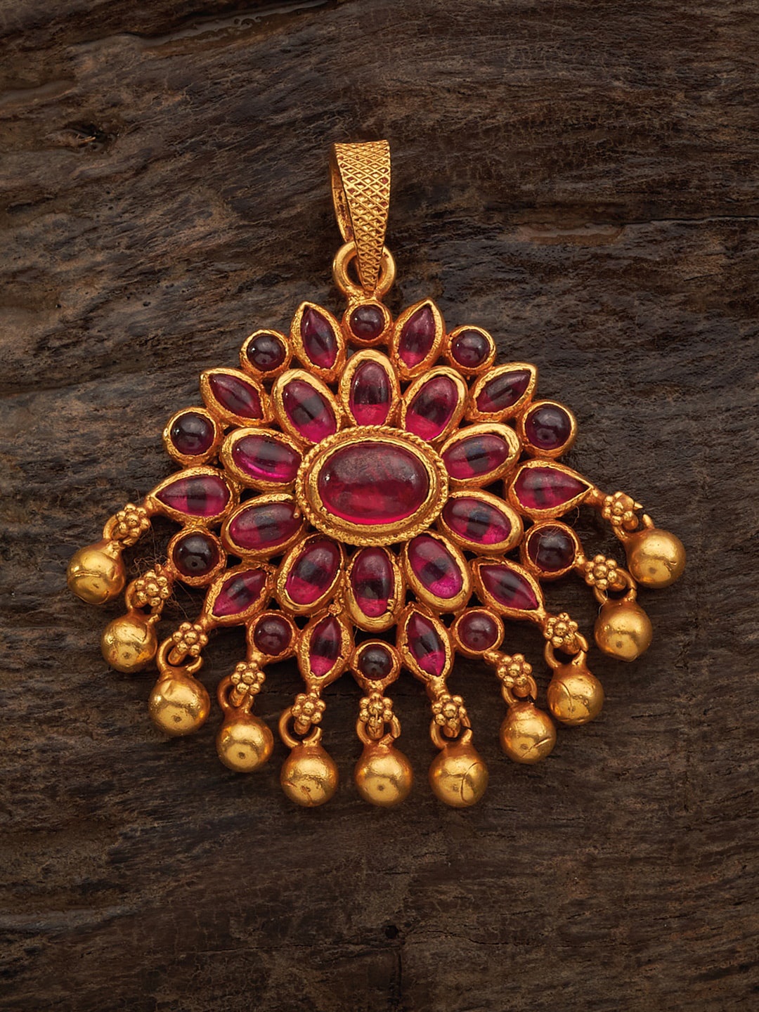

Kushal's Fashion Jewellery 92.5 Pure Silver Gold-Plated Stone-StuddedPendant