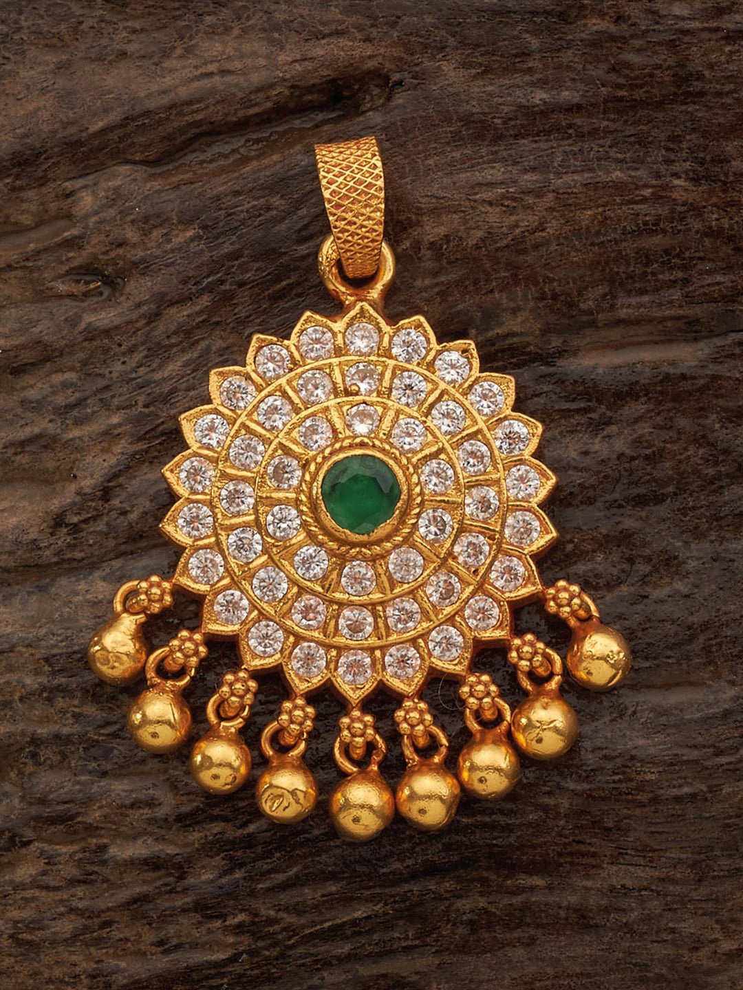 

Kushal's Fashion Jewellery 92.5 Pure Silver Gold-Plated Stone-StuddedPendant