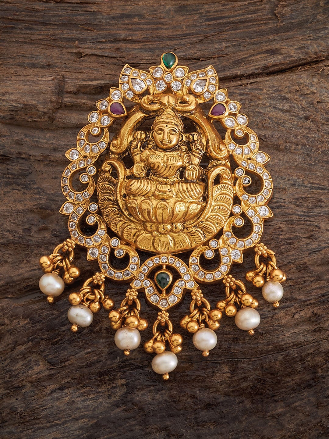 

Kushal's Fashion Jewellery 92.5 Pure Silver Gold-Plated Stone-StuddedPendant