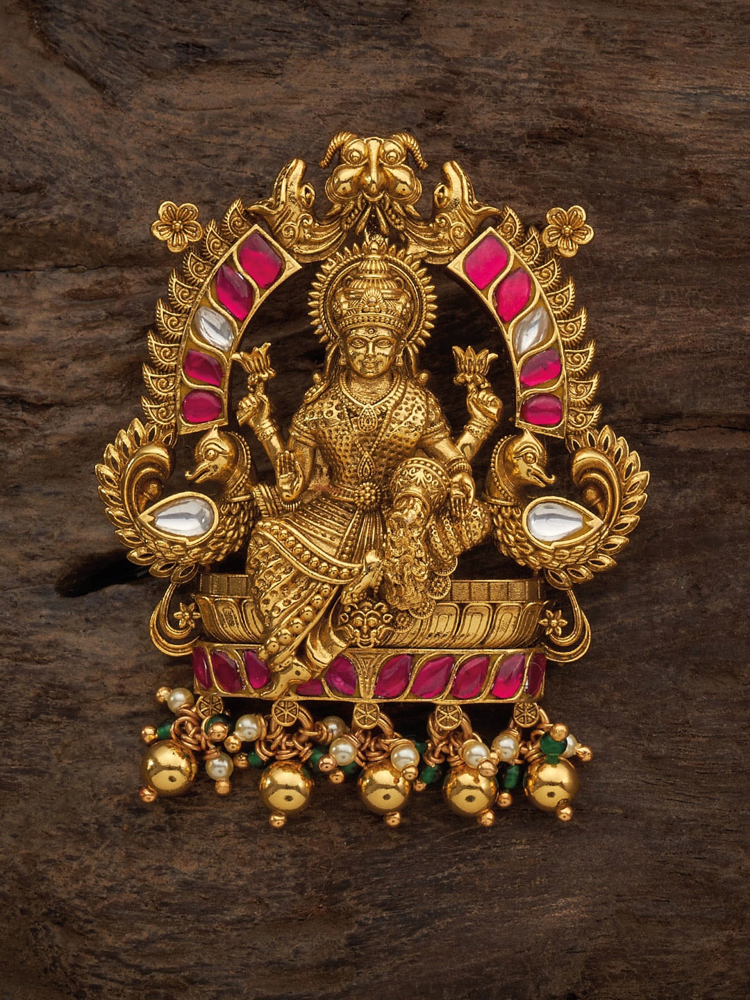 

Kushal's Fashion Jewellery 92.5 Pure Silver Gold-Plated Stone-StuddedPendant