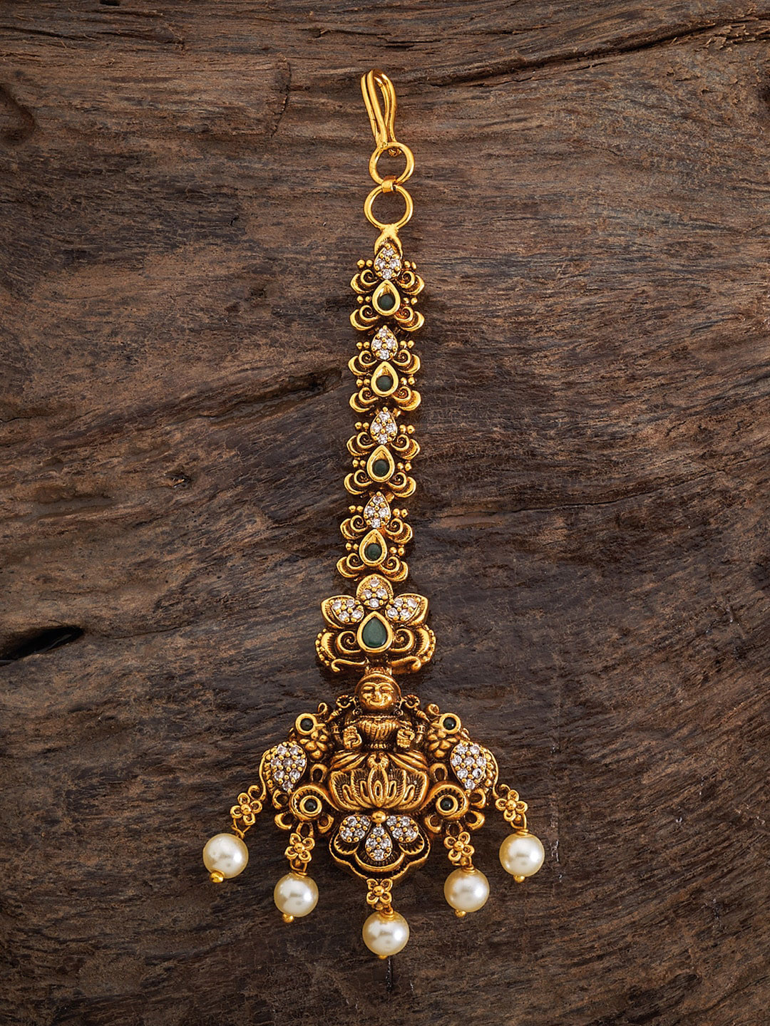 

Kushal's Fashion Jewellery Rose Gold-Plated Stone-Studded & Beaded Maangtikka
