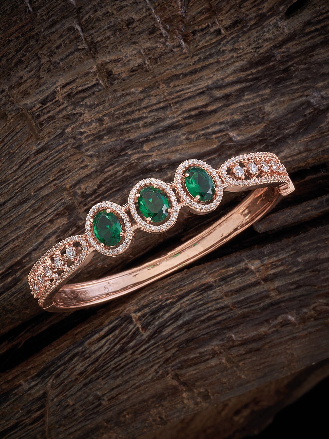 

Kushal's Fashion Jewellery Cubic Zirconia Rose Gold-Plated Bangle-Style Bracelet