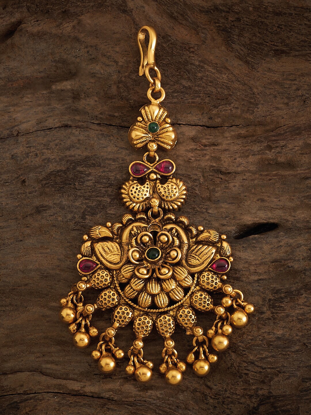 

Kushal's Fashion Jewellery Gold-Plated Stone-Studded & Beaded Maang-Tikka