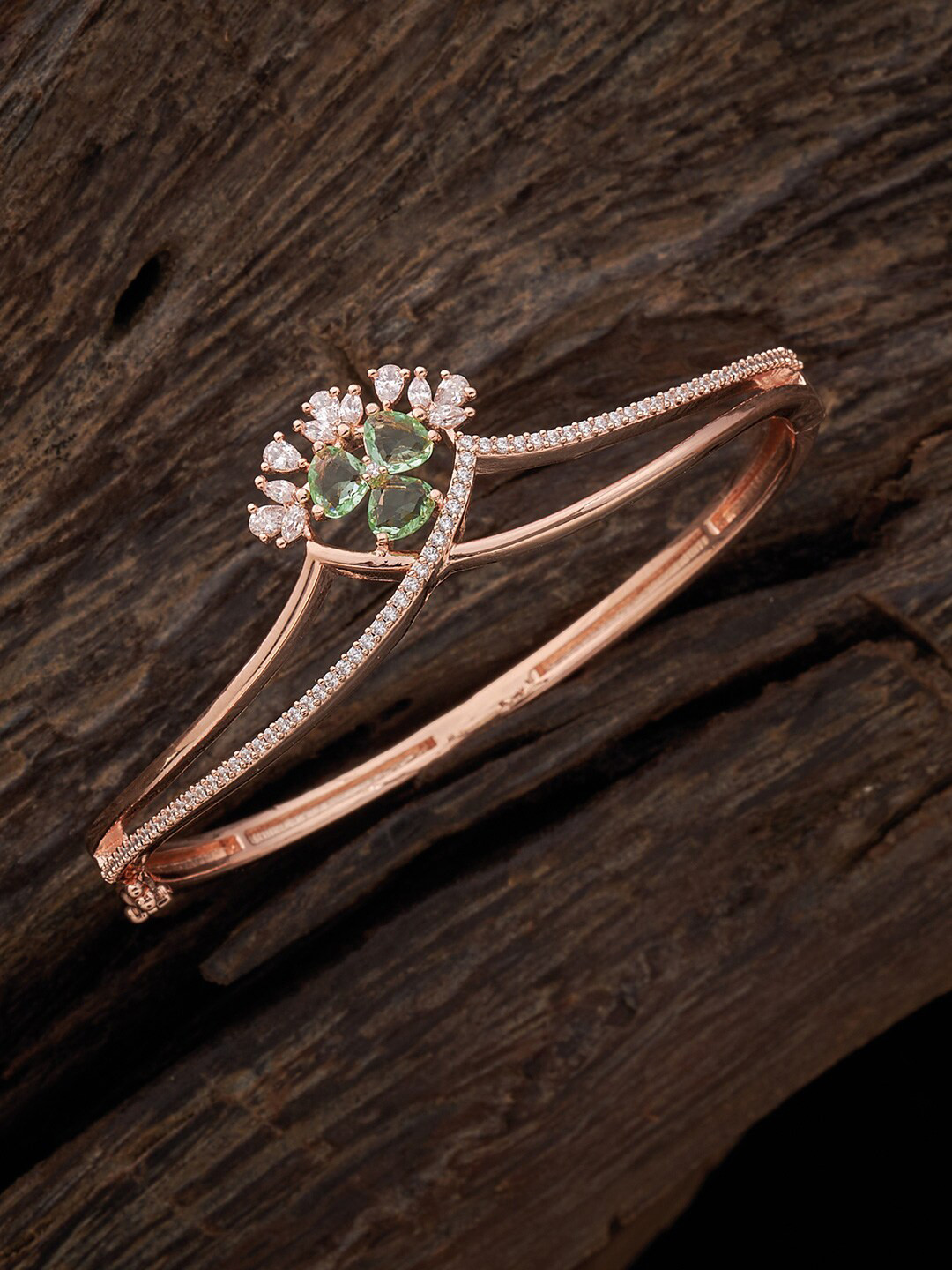 

Kushal's Fashion Jewellery Cubic Zirconia Rose Gold-Plated Kada Bracelet