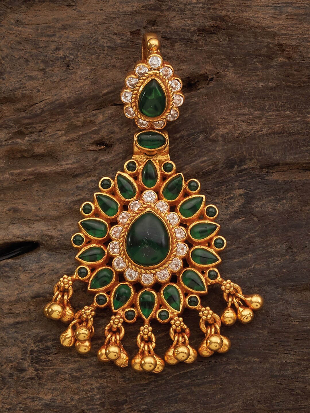 

Kushal's Fashion Jewellery 92.5 Pure Silver Stone-Studded Pendant, Green