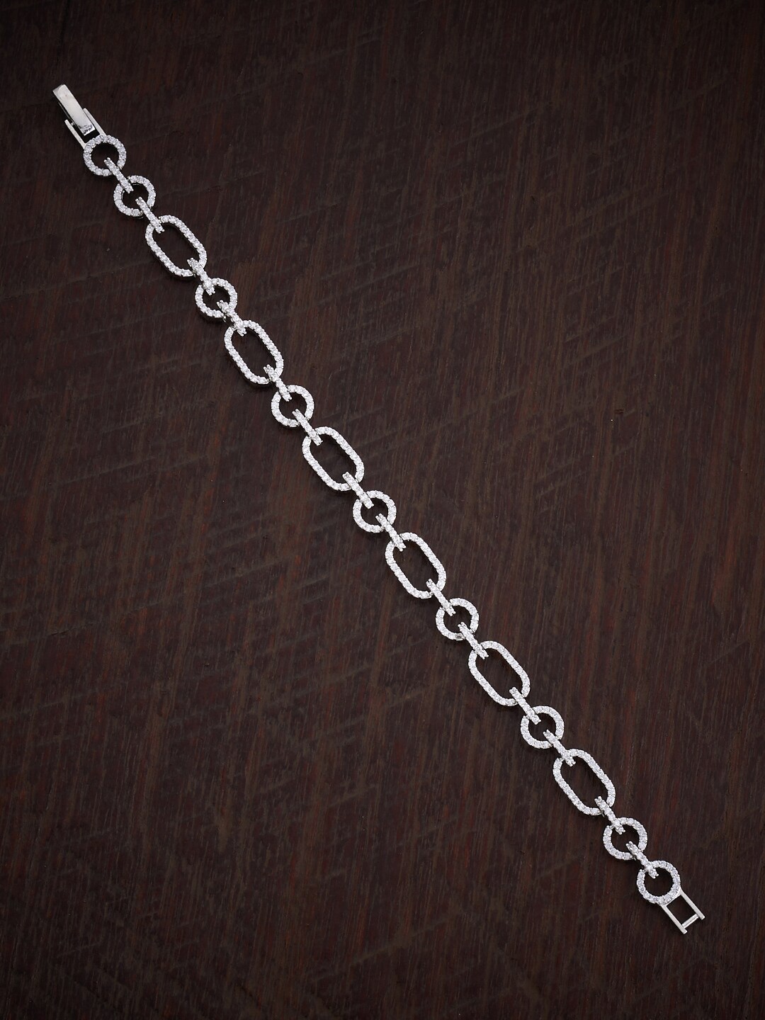 

Kushal's Fashion Jewellery Cubic Zirconia Rhodium-Plated Link Bracelet, Silver