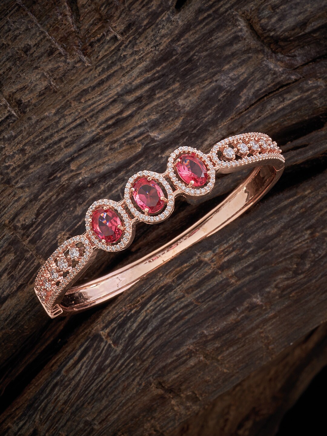 

Kushal's Fashion Jewellery Cubic Zirconia Rose Gold-Plated Bangle-Style Bracelet