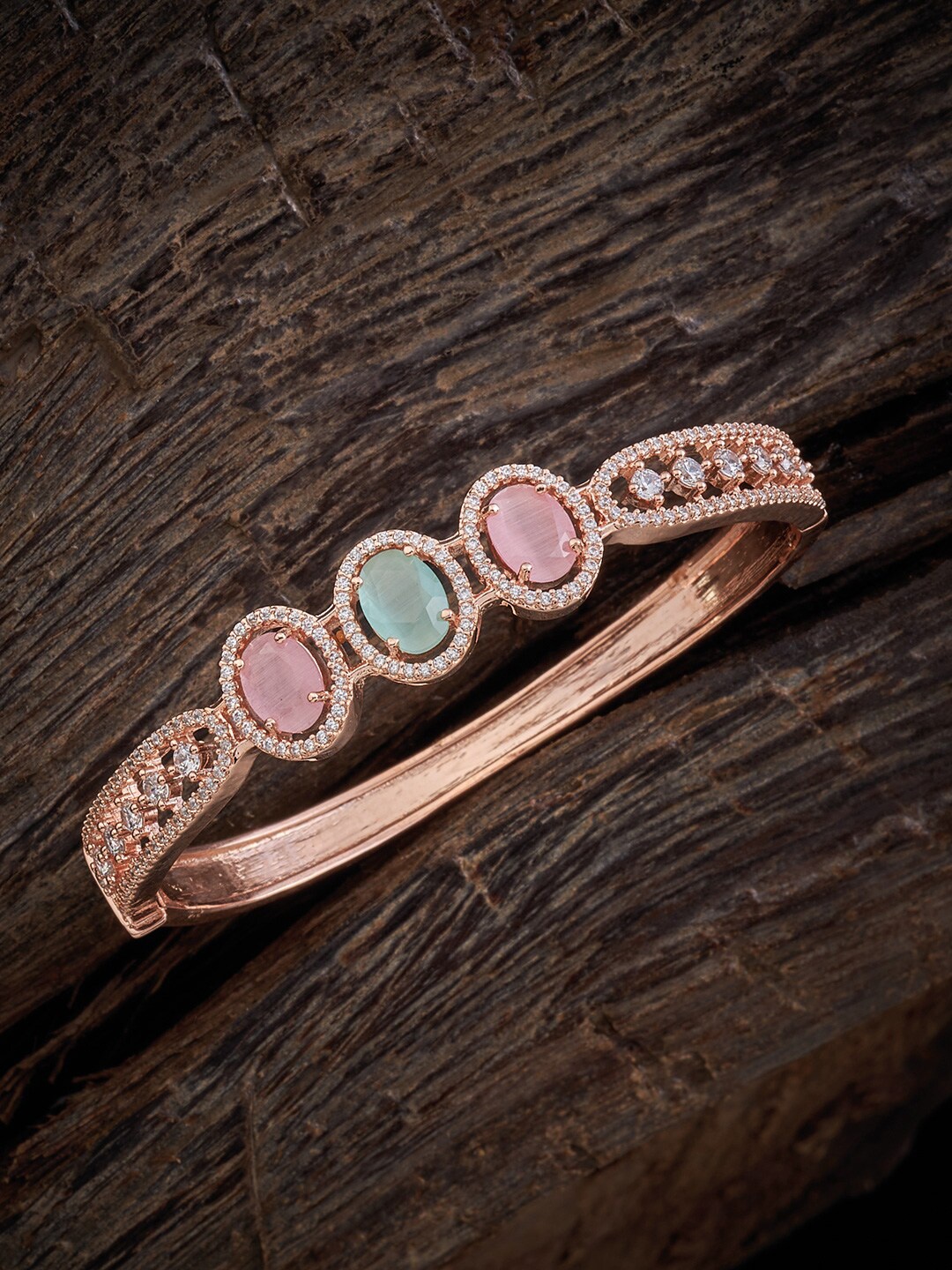 

Kushal's Fashion Jewellery Rose Gold-Plated Cubic Zirconia Bangle-Style Bracelet
