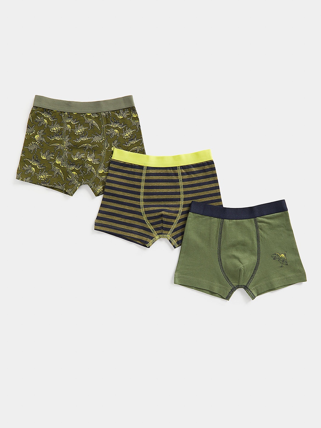 

mothercare Infant Boys Pack Of 3 Printed Cotton Trunks 410266505009, Green