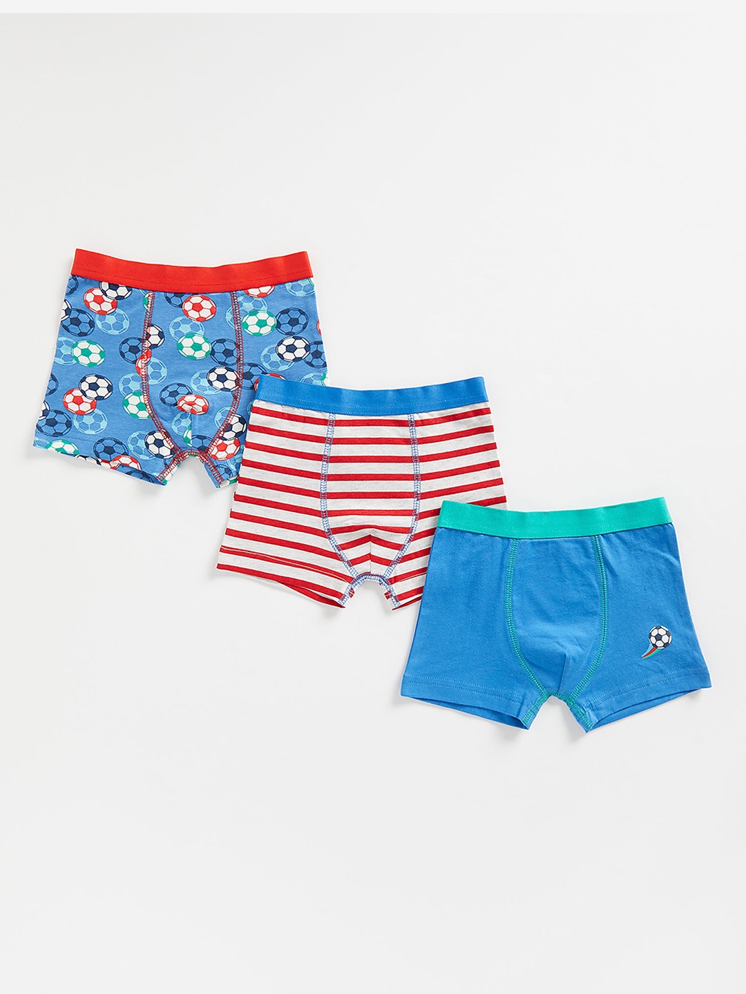 

mothercare Infant Boys Pack Of 3 Pure Cotton Printed Trunks 410266504009, Blue