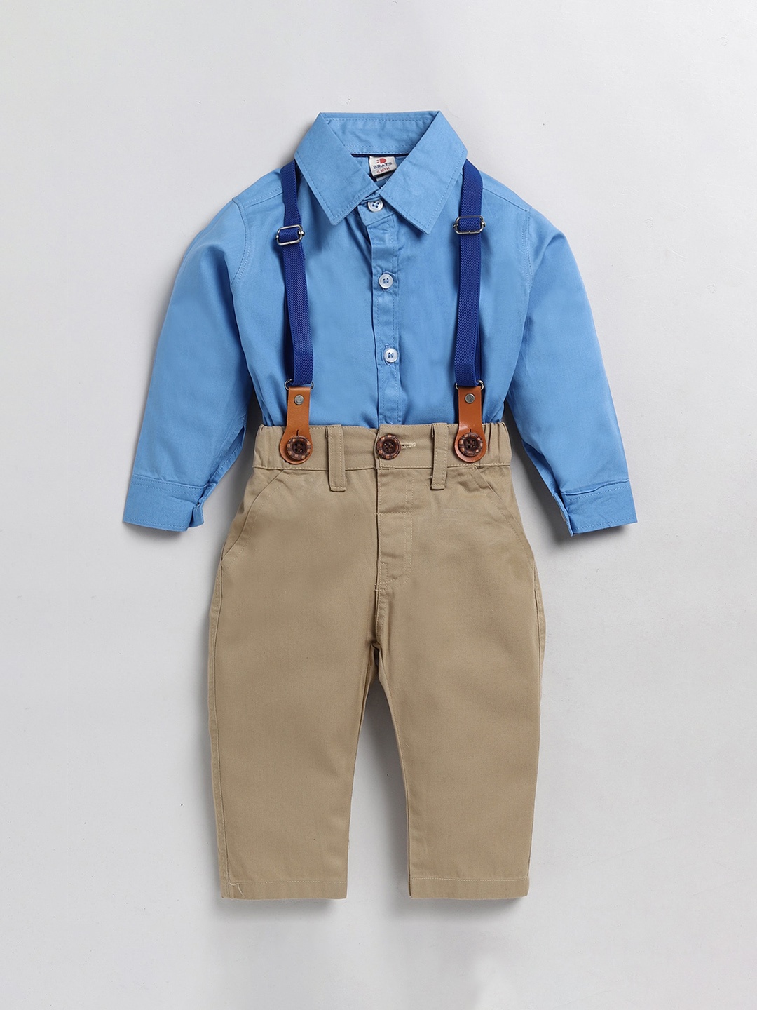

BRATS AND DOLLS Boys Pure Cotton Dungarees With Shirt, Khaki